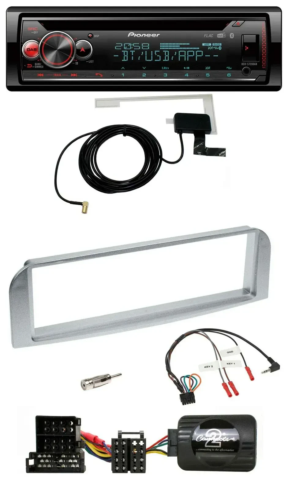 Автомагнитола для Alfa Romeo 147/GT Pioneer DAB CD USB Bluetooth серебристо-серая