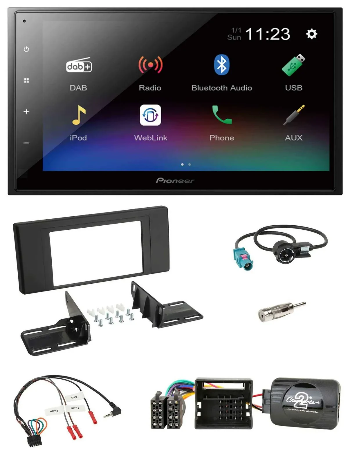 Pioneer USB Bluetooth DAB 2DIN Lenkrad Autoradio für BMW X5 E53 2000-2006