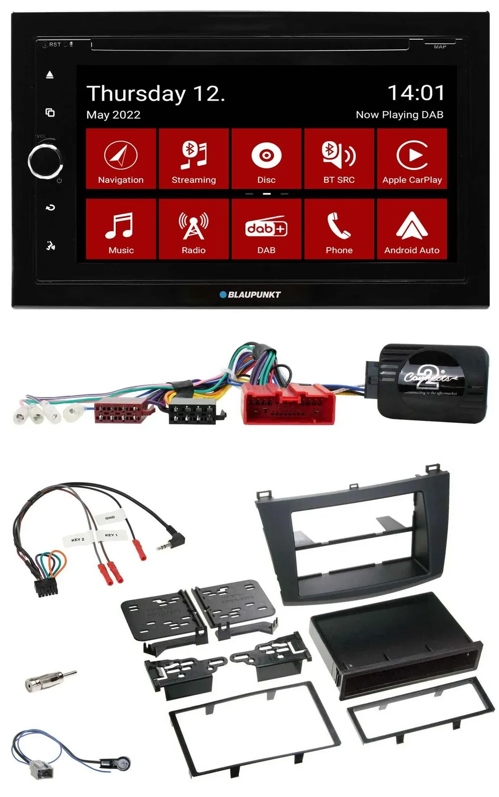Blaupunkt Lenkrad DVD Bluetooth DAB 2DIN USB Autoradio für Mazda 3 09-13 Can-Bus