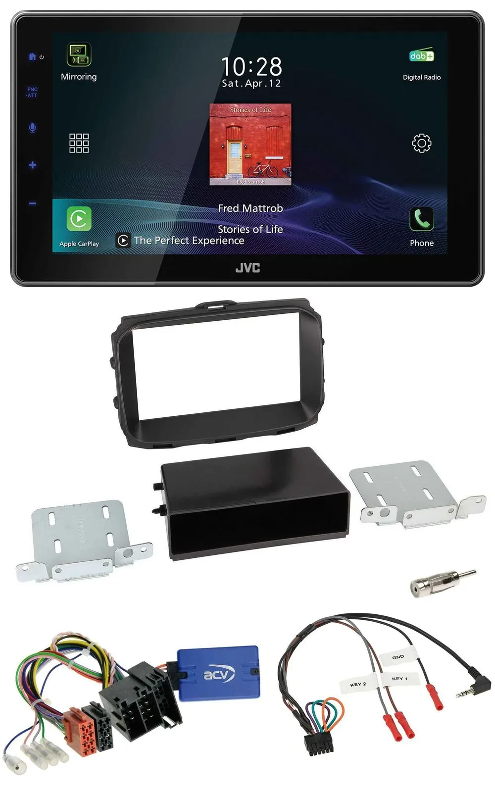JVC DAB Lenkrad Bluetooth USB Autoradio für Alfa Romeo Giulietta 2013-2021 ISO