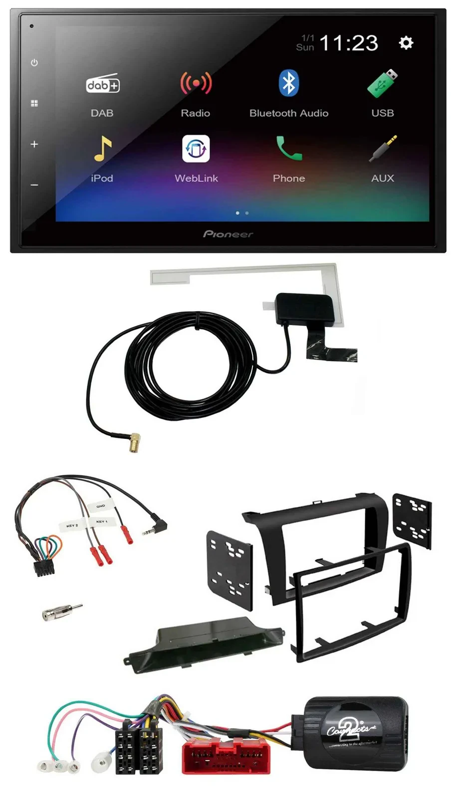 Pioneer DAB Lenkrad Bluetooth 2DIN USB Autoradio für Mazda 3 2003-2009 schwarz