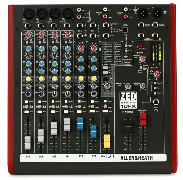 Аналоговый микшер Allen & Heath ZED60-10FX 10-channel Mixer with USB Audio Interface and Effects