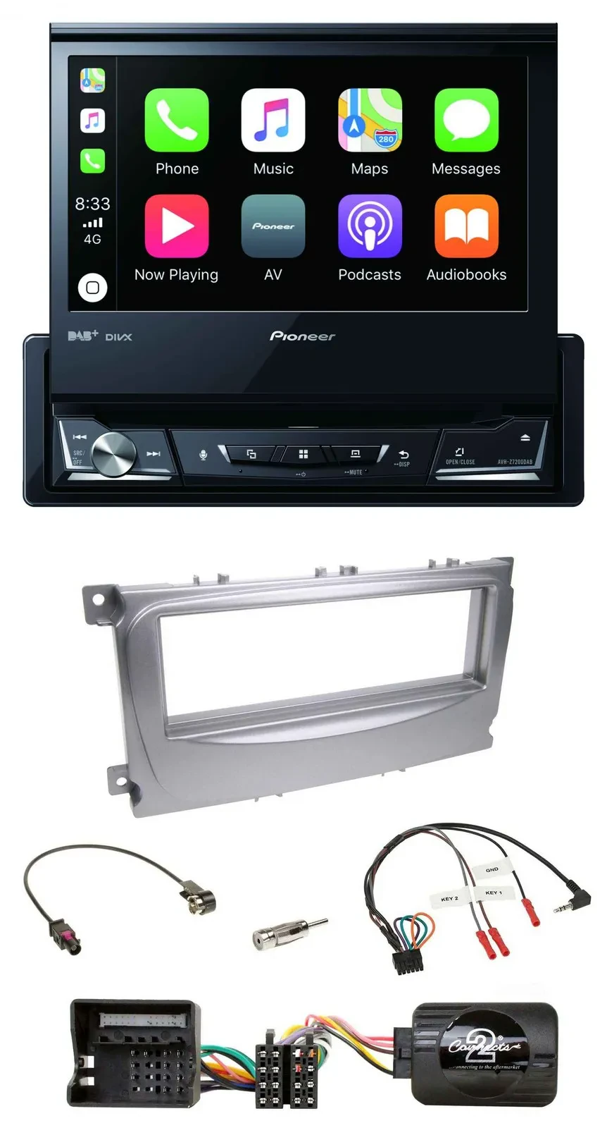 Pioneer DVD Bluetooth DAB USB Lenkrad Autoradio für Ford Galaxy C-Max ab 2007 Fo