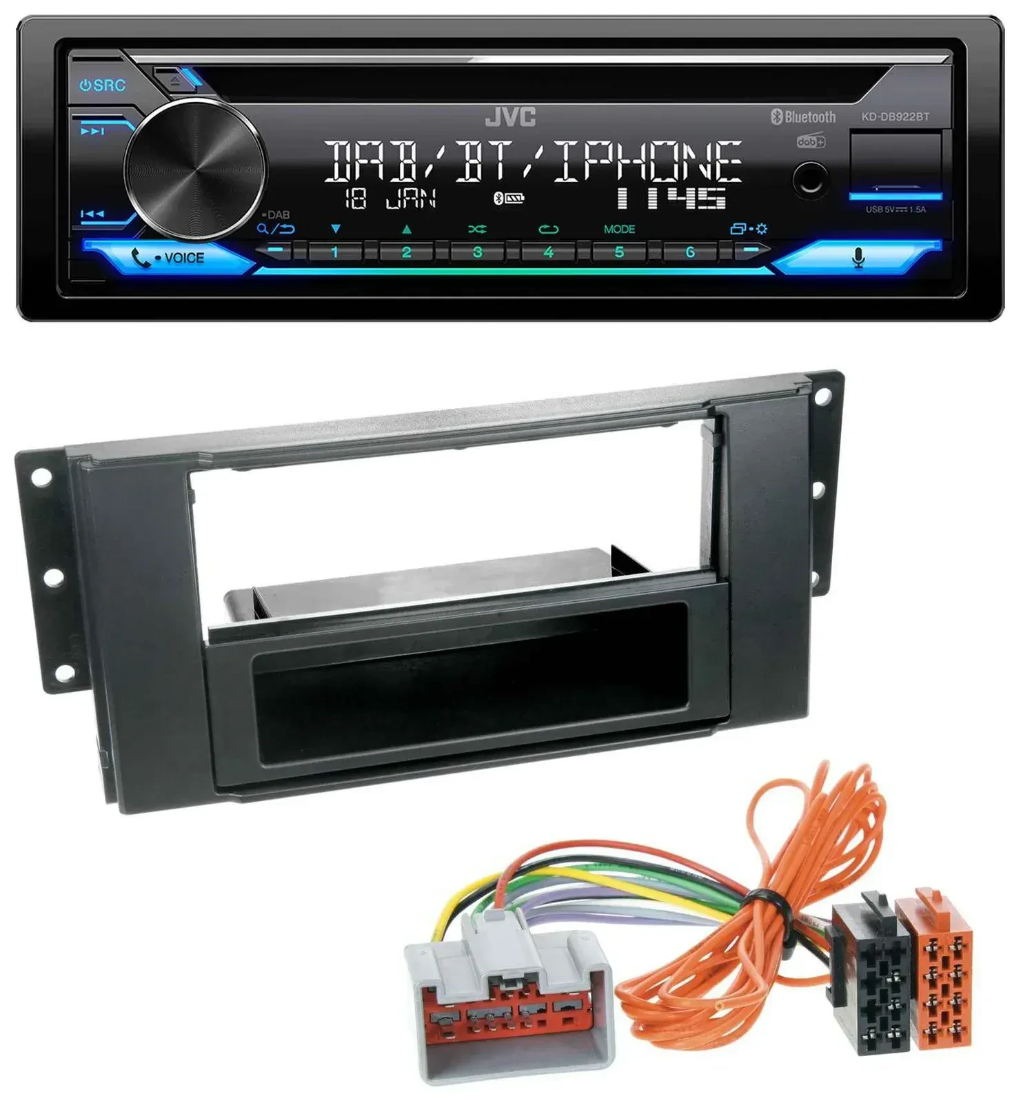 Автомагнитола JVC Bluetooth MP3 USB DAB CD для Land Rover Freelander (2011–2012)