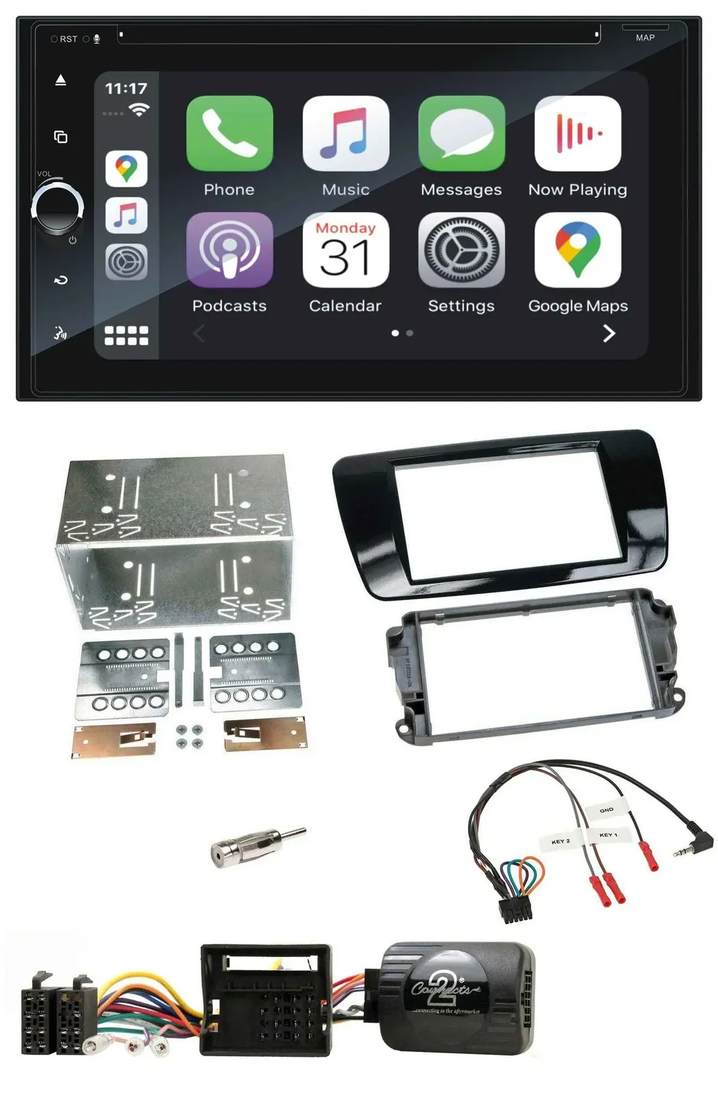 Автомагнитола Blaupunkt 2-DIN, Bluetooth, DAB, USB, DVD, для Seat Ibiza (с 2008), поддержка управления на руле