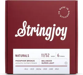 Струны для акустической гитары Stringjoy Naturals Balanced Phosphor Bronze Super Light 11-52