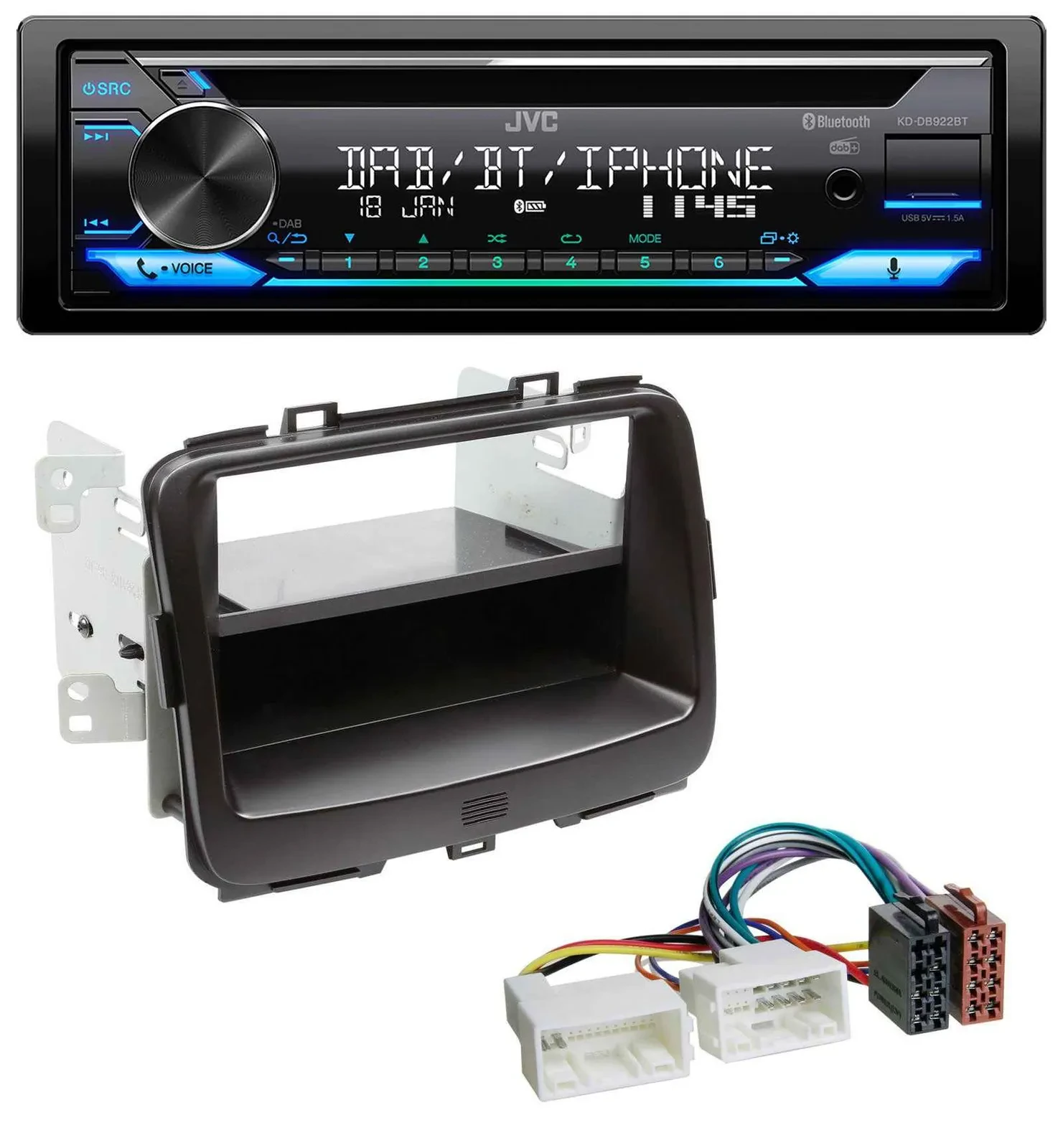 JVC Bluetooth MP3 USB DAB CD Autoradio für Kia Carens 4 (RP, ab 2013)