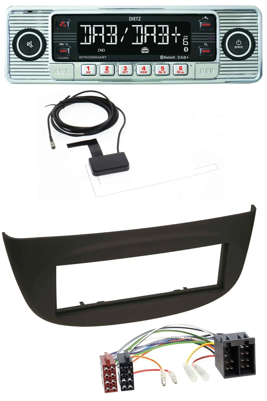 Dietz Bluetooth USB MP3 DAB Autoradio für Renault Twingo (07-12) schwarz