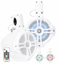Belva BWT6LED Pair of White 500W 6.5" Wakeboard Tower Speakers w/LED Lights