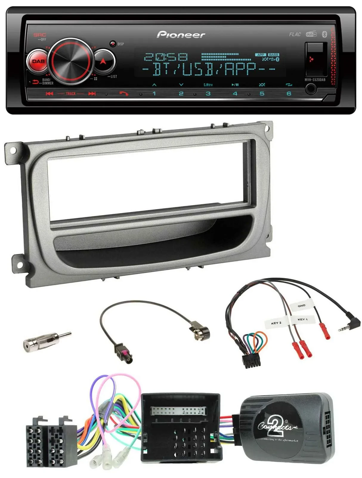 Pioneer Bluetooth USB Lenkrad DAB Autoradio für Ford S-Max Mondeo Can 07-14 Abla