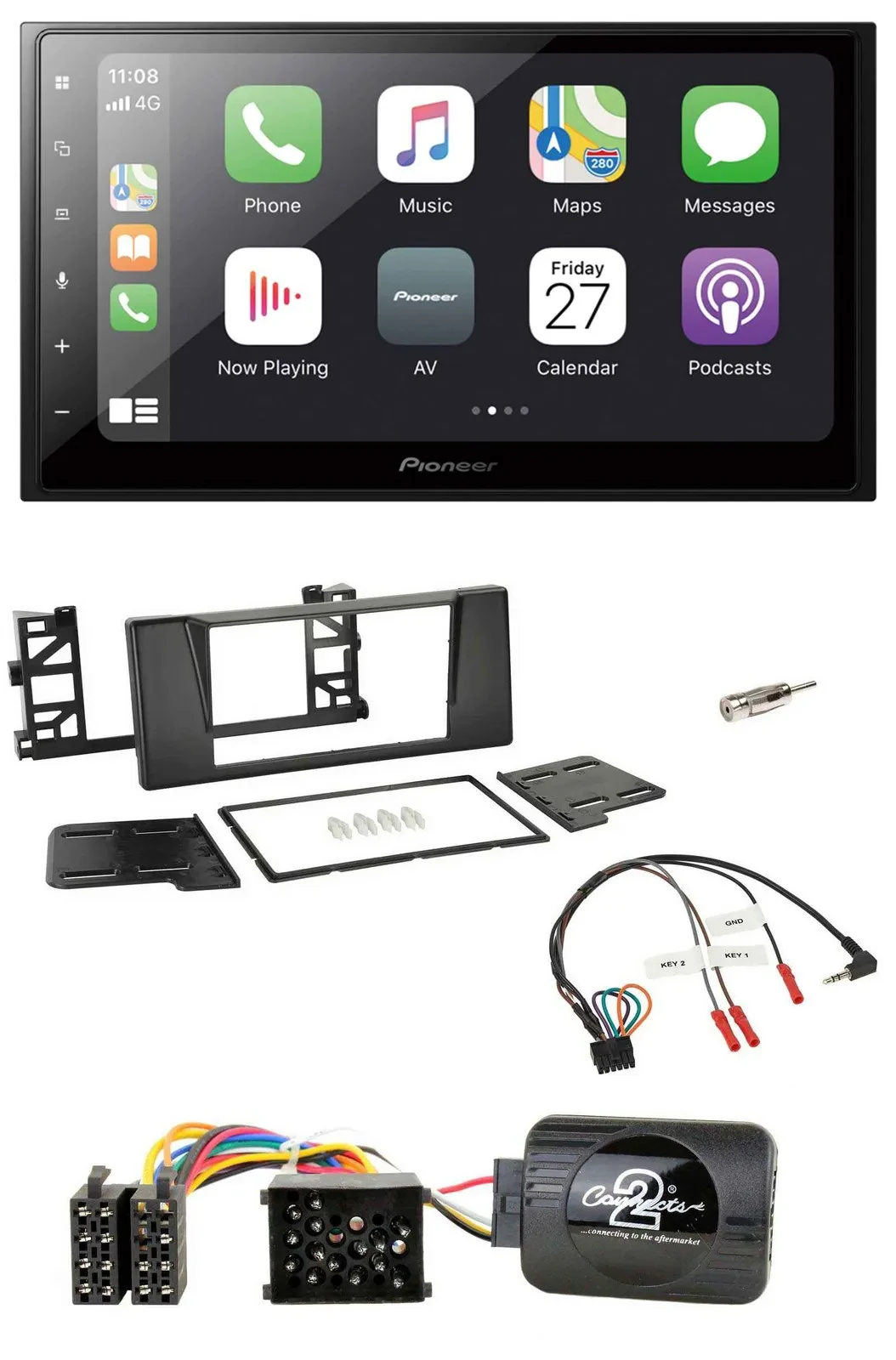 Pioneer Lenkrad Bluetooth DAB 2DIN USB Autoradio für BMW 5er E39 96-04 Aktivsyst