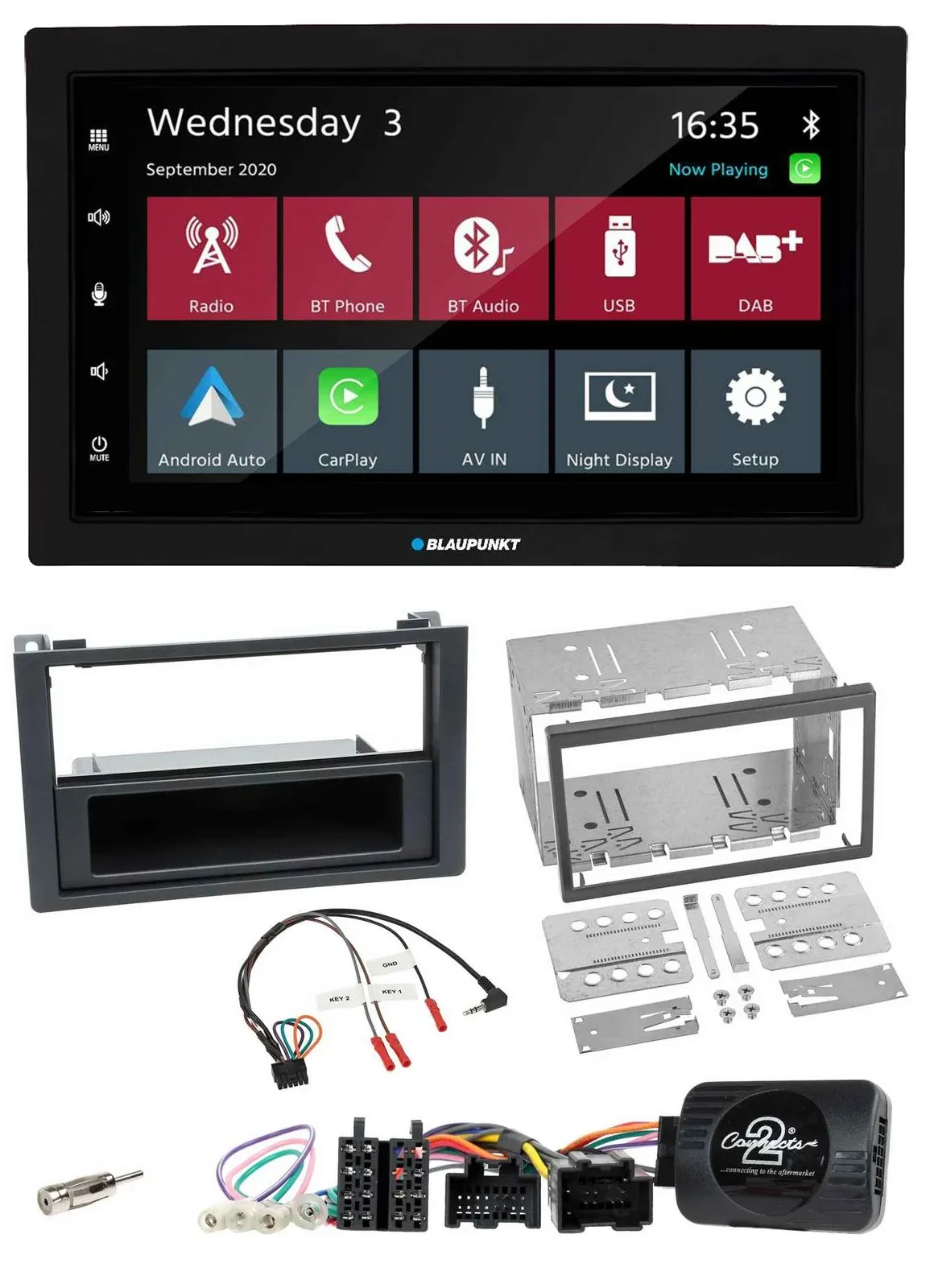 Blaupunkt DAB Bluetooth USB Lenkrad 2DIN Autoradio für Saab 9-3 2008-2012