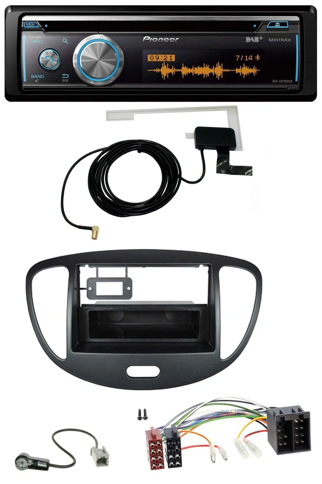 Автомагнитола для Hyundai i10 (2008–2013) Pioneer Bluetooth DAB MP3 USB CD черный