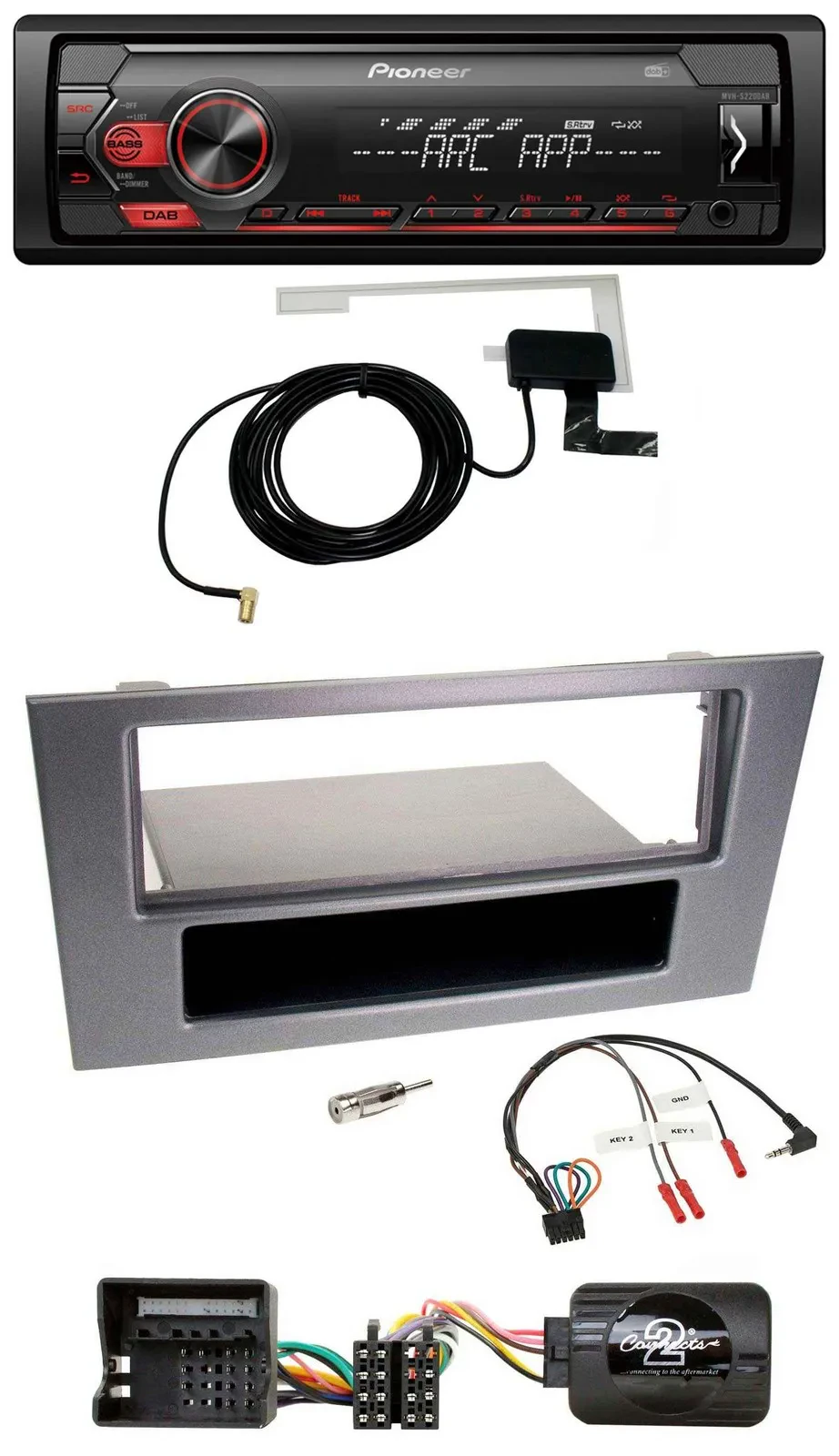 Автомагнитола Pioneer 1 DIN USB DAB MP3, для Ford Mondeo 2004–2007, антрацит, поддержка управления на руле