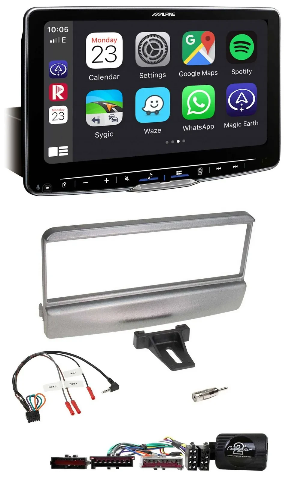 Автомагнитола для Ford Escort/Focus Alpine Bluetooth USB DAB, серебристая