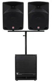 (2) Rockville RPG10 10" Active DJ PA Speakers+Dual Mount+12" Powered Subwoofer