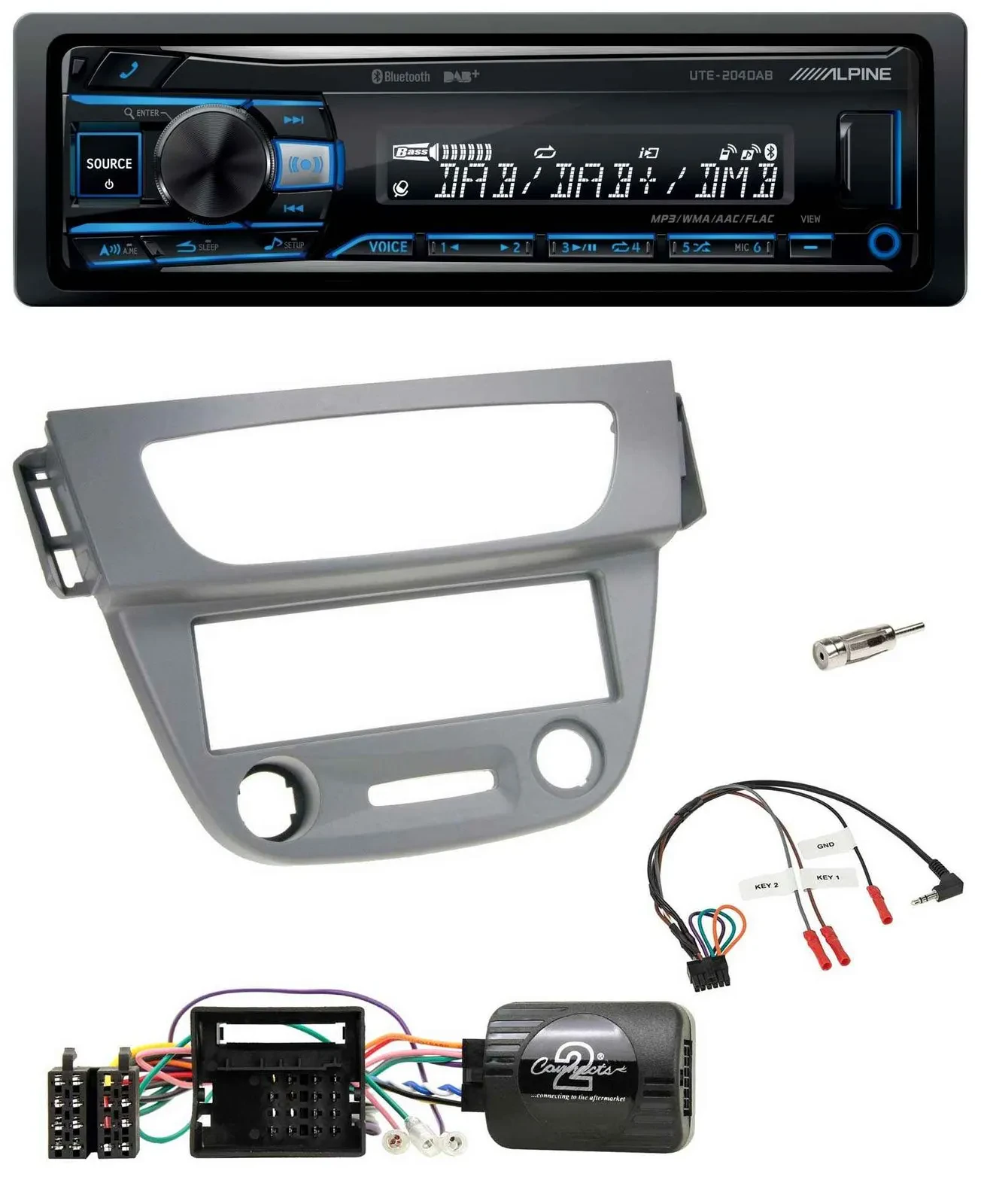 Alpine USB Bluetooth DAB Lenkrad Autoradio für Renault Megane III 2009-2012 grau