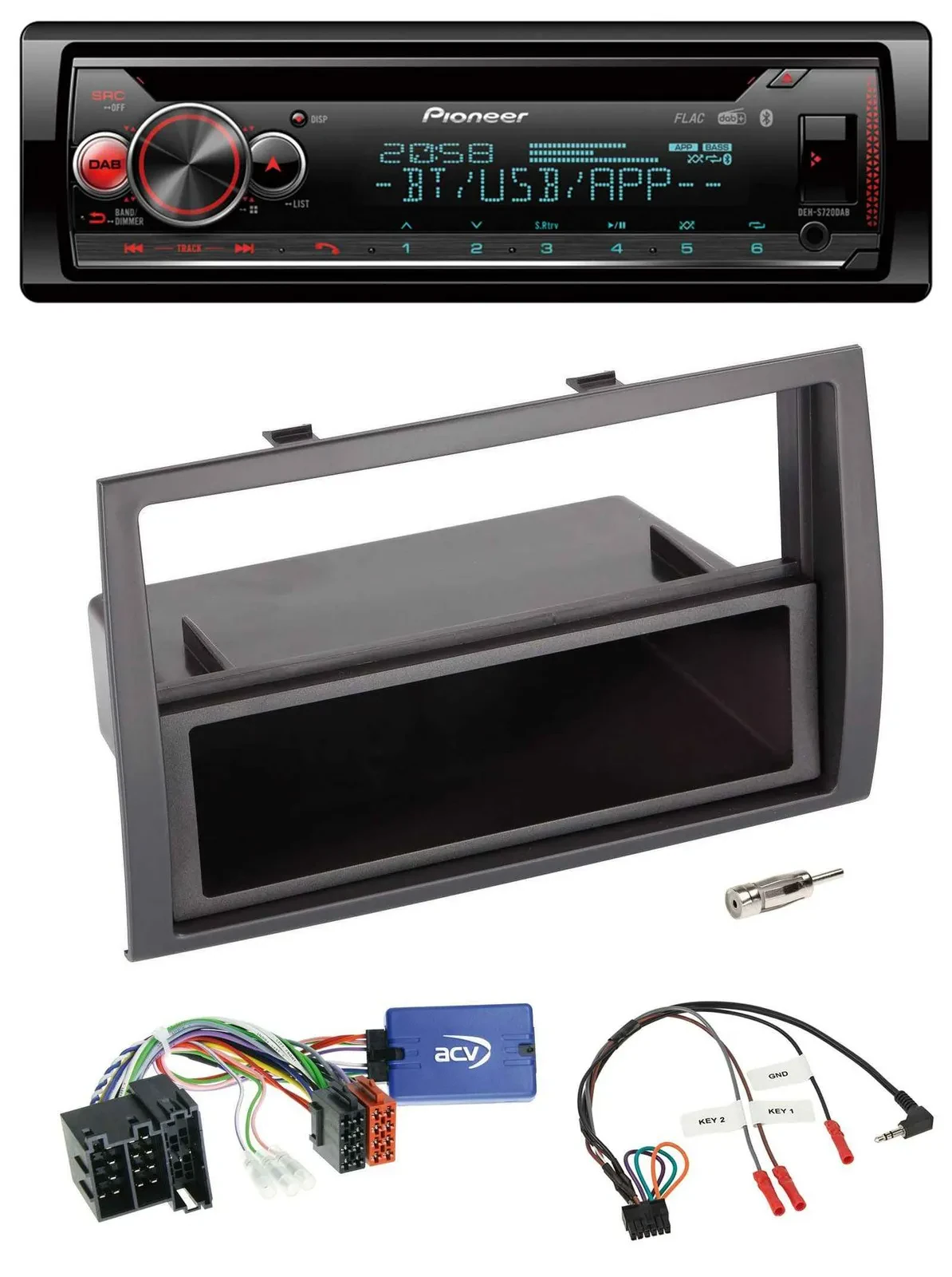 Автомагнитола Pioneer DAB, CD, Bluetooth, USB для Fiat Ducato 2008–2011, черный, поддержка управления с руля