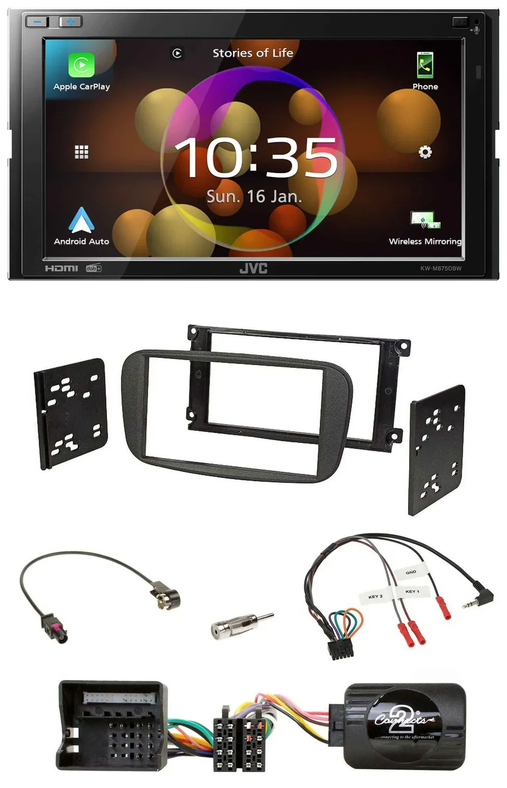 JVC DAB Lenkrad 2DIN Bluetooth USB Autoradio für Ford Galaxy Focus C-Max ab 07 s