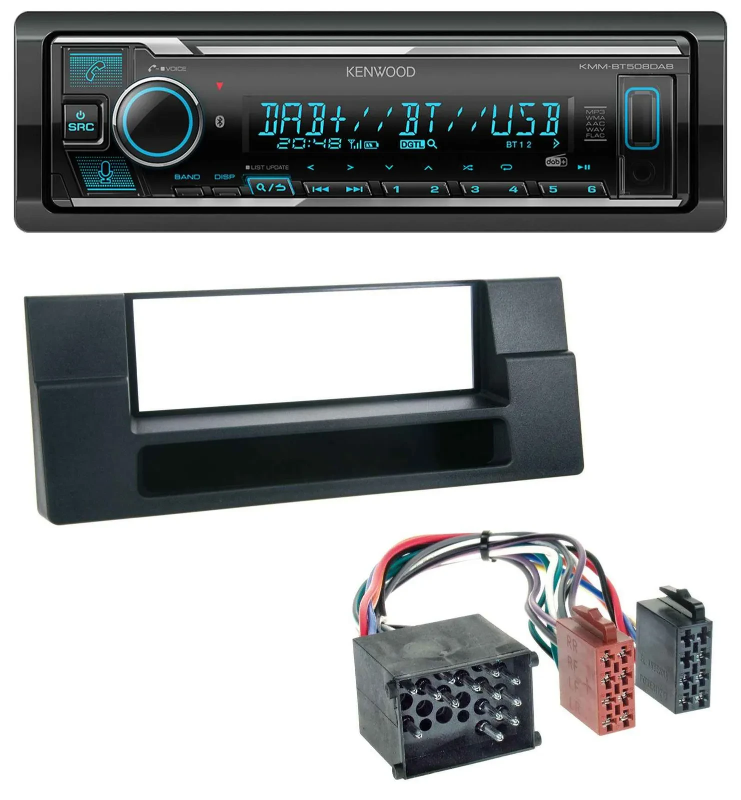 Kenwood Bluetooth MP3 DAB USB Autoradio für BMW X5 E53 5er E39 Rundpin Ablagefac