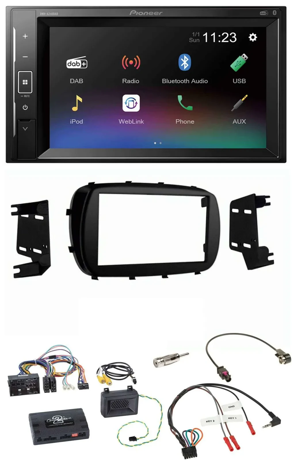 Автомагнитола Pioneer 2DIN DAB, Bluetooth, USB для Fiat 500X (с 2014)