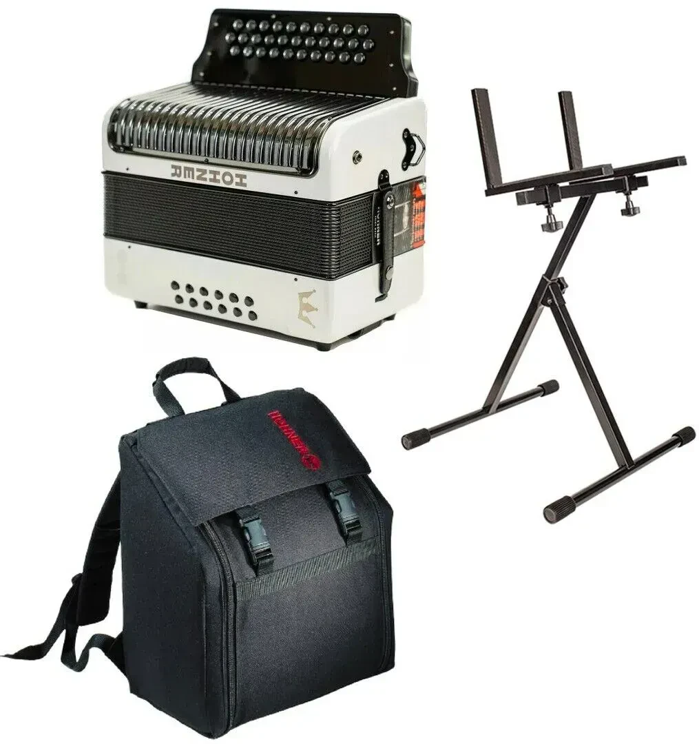 Диатонический аккордеон Hohner C-II Corona F/Bb/Eb, White Rainbow (набор) с сумкой, салфеткой и стойкой