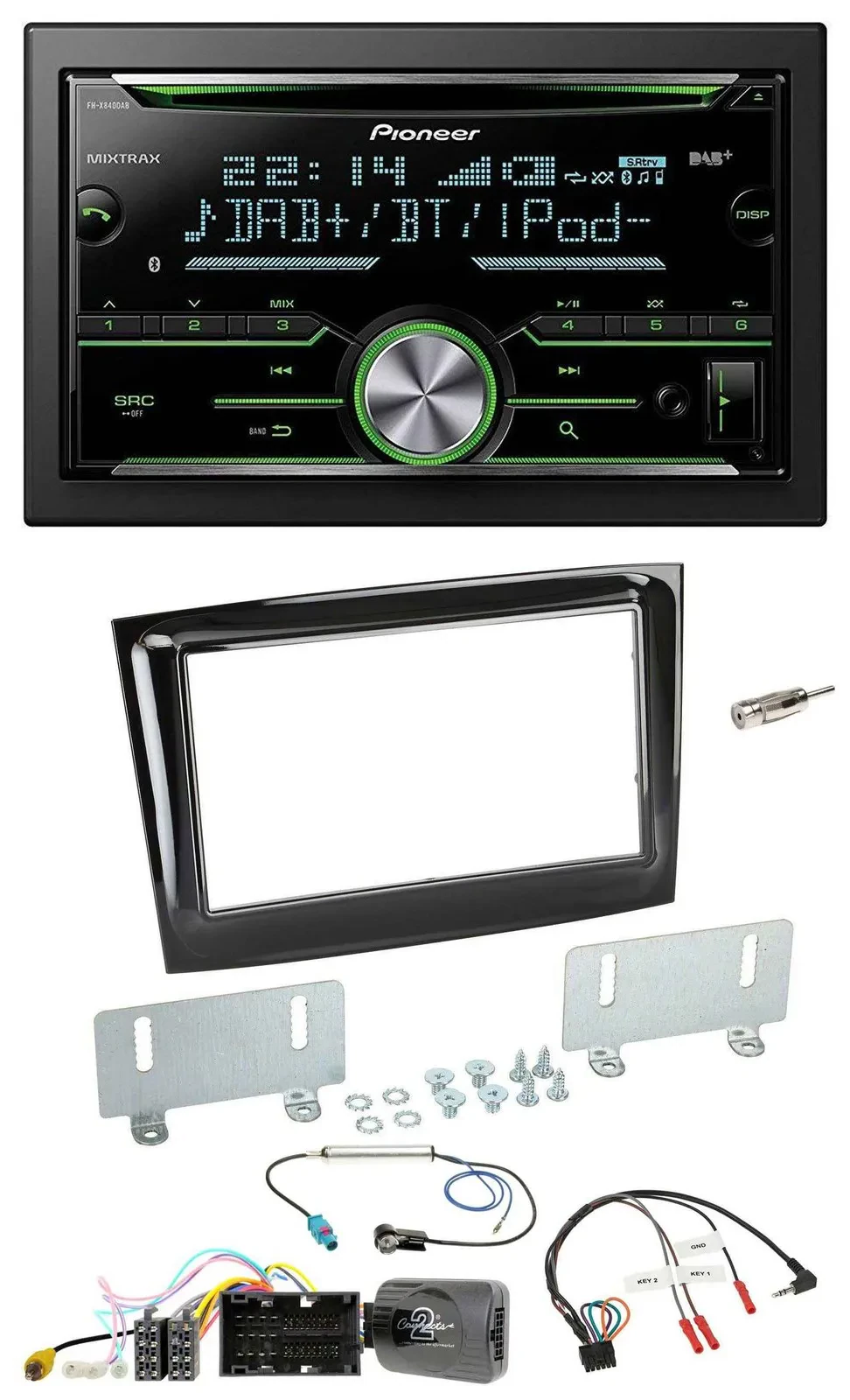 Автомагнитола Pioneer 2 DIN, Bluetooth, DAB, USB, CD, для Fiat Doblo (с 2015)
