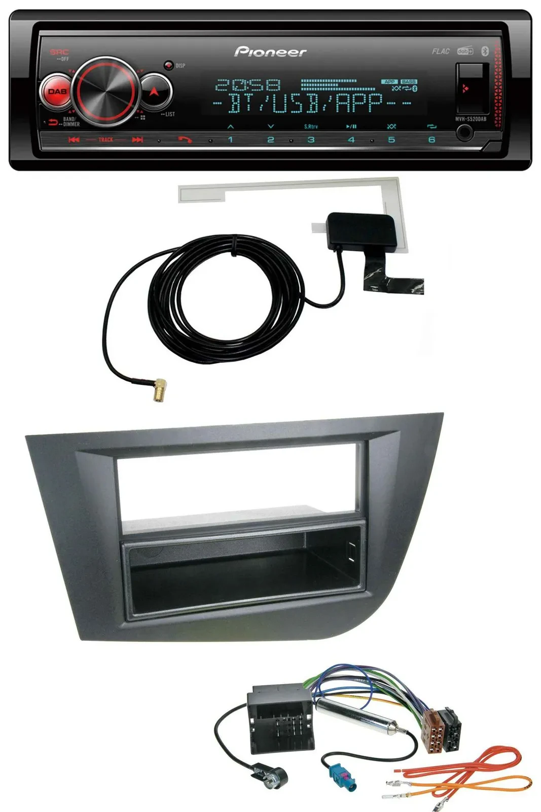 Автомагнитола для Seat Leon (с 2005) Pioneer Bluetooth DAB USB MP3 черная