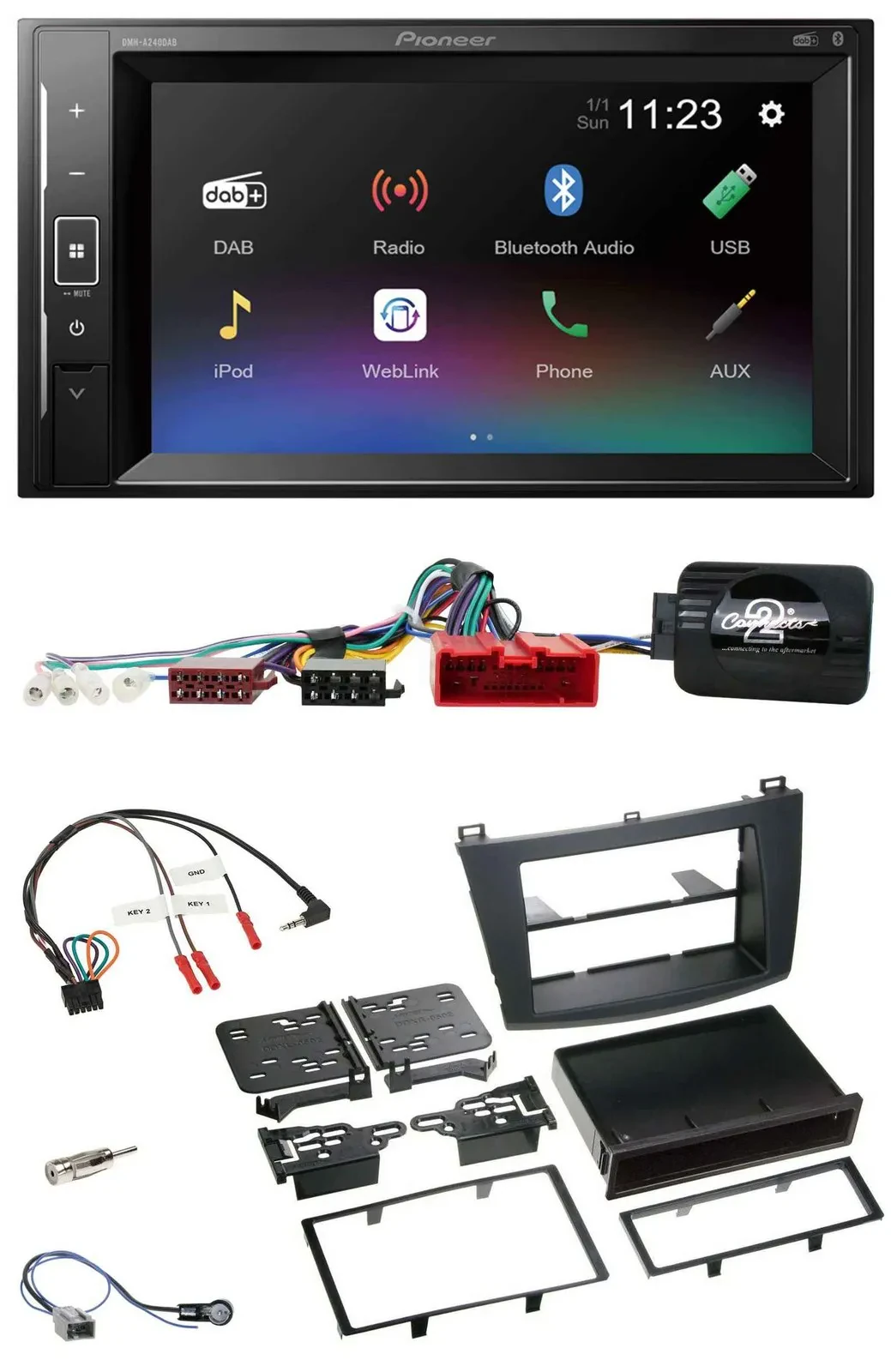 Pioneer DAB Lenkrad 2DIN Bluetooth USB Autoradio für Mazda 3 09-13 Can-Bus