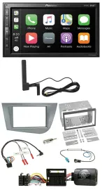 Pioneer USB 2DIN Bluetooth DAB Lenkrad Autoradio für Seat Leon 2005-2012 silber