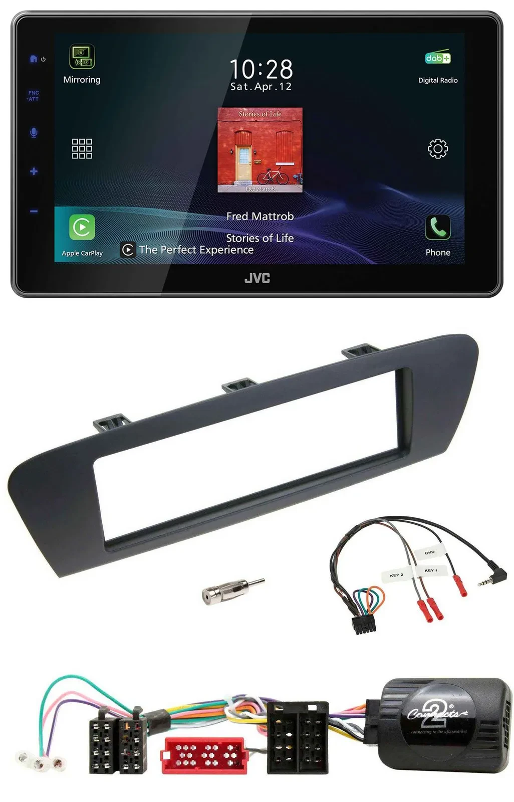 Автомагнитола для Renault Scenic/Grand Scenic JVC DAB, Bluetooth, USB, поддержка кнопок на руле