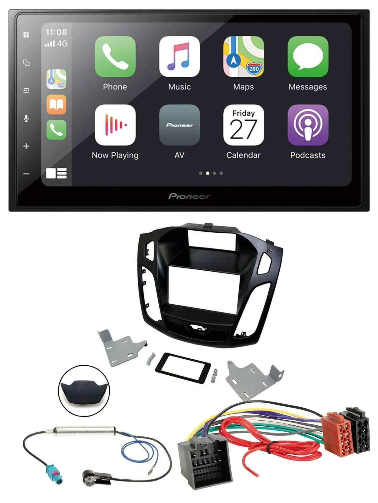 Автомагнитола для Ford Focus (с 2018) Pioneer 2 DIN, Bluetooth, DAB, USB, черный