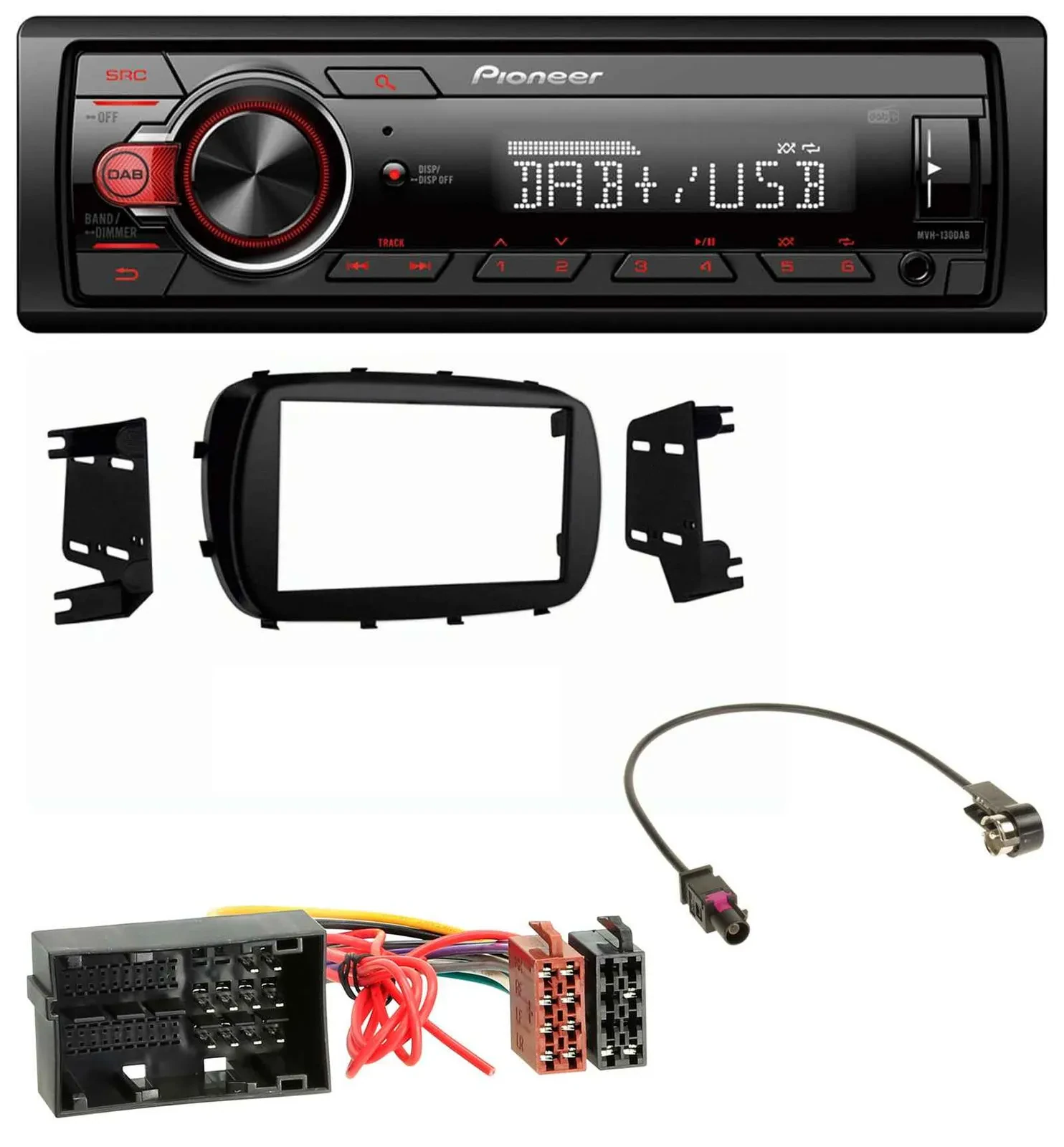 Pioneer MP3 1DIN DAB USB AUX Autoradio für Fiat 500X (ab 2015)