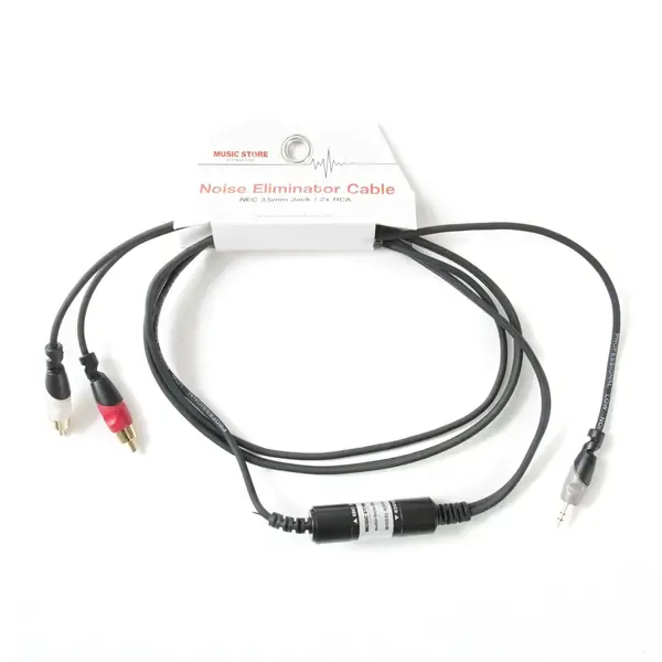 MUSIC STORE Noise Eliminator, 2m Audiokabel, 3,5mm Stereo Klinke, 2x Cinch Mono,