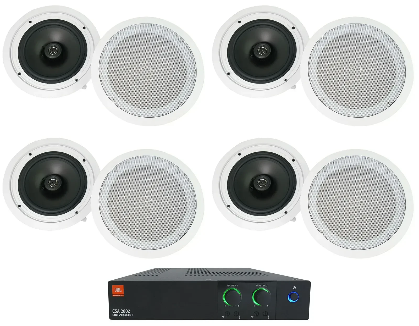 Потолочная акустика JBL CC80T White с усилителем (8 штук)