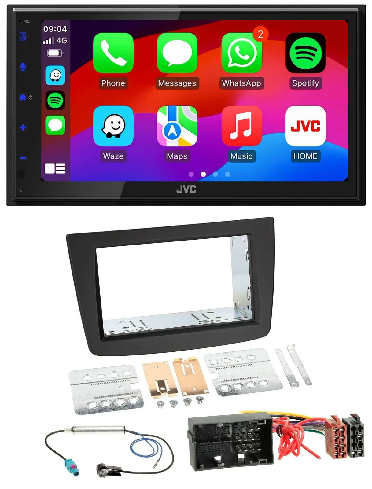 Автомагнитола для Alfa Romeo Mito 955 (с 2014) JVC 2 DIN, Bluetooth, USB, MP3, DAB, черная