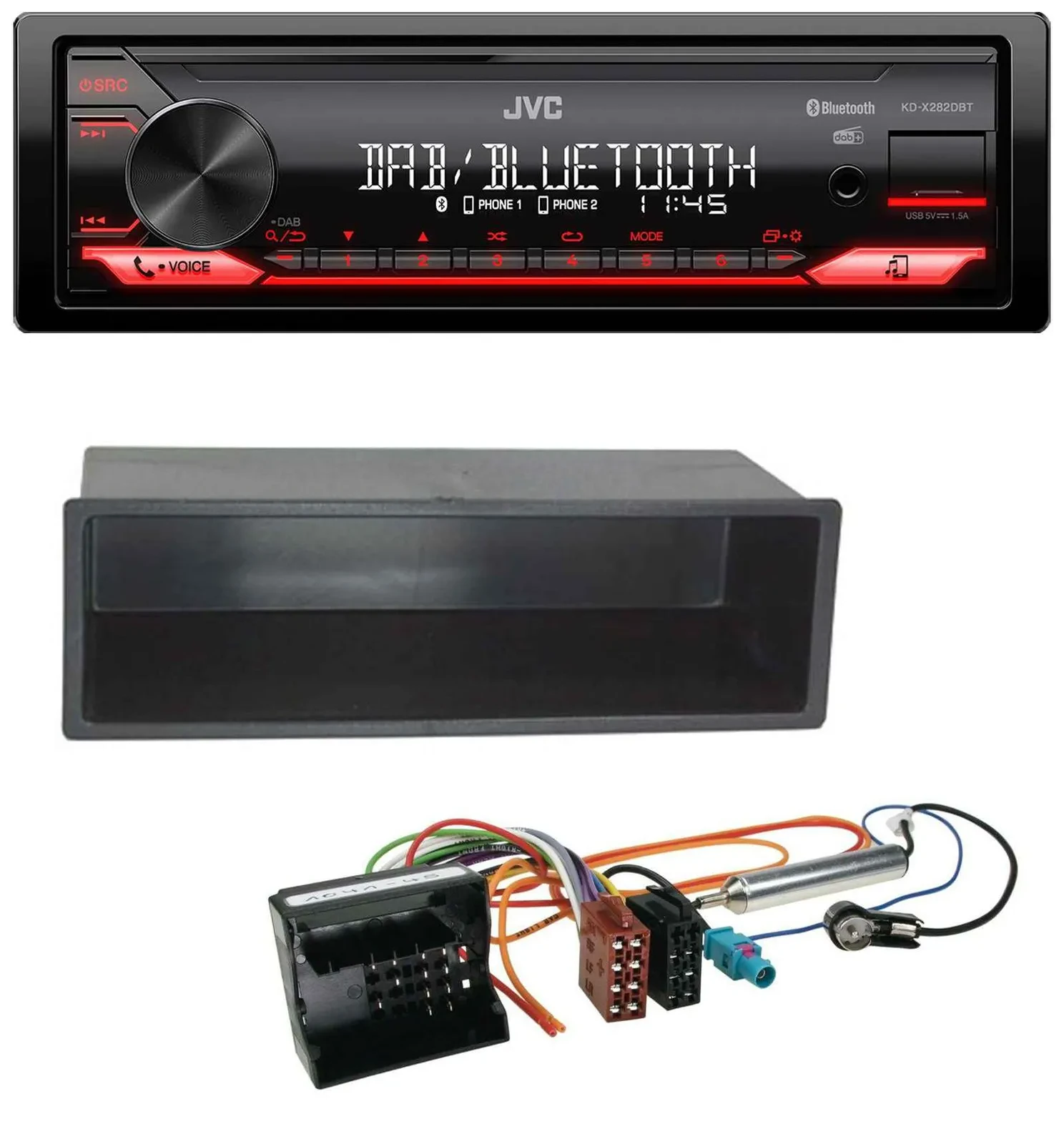Автомагнитола JVC Bluetooth, USB, DAB, MP3 для Peugeot 207/307/Expert/Partner