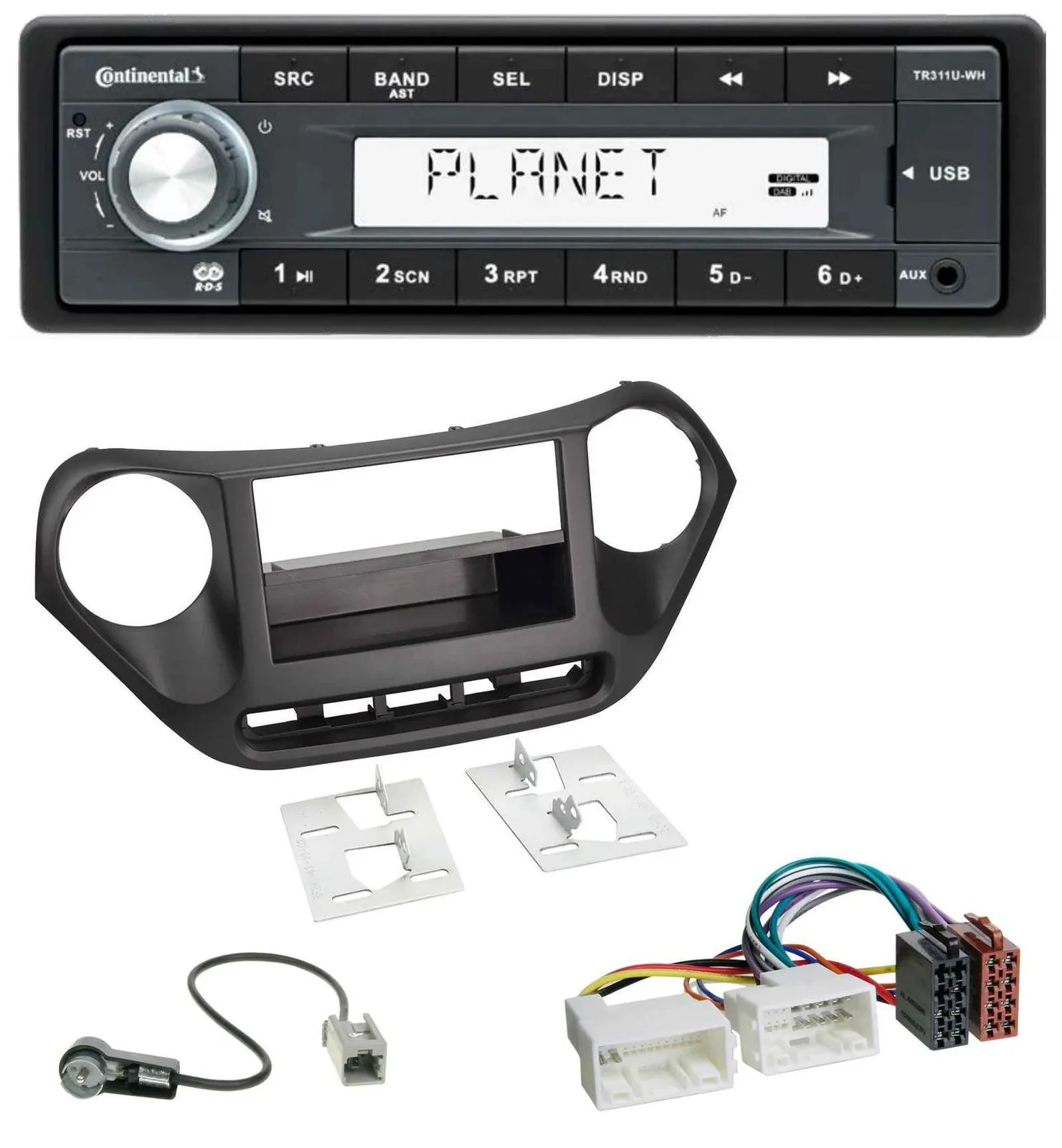 Continental USB MP3 AUX 1DIN Autoradio für Hyundai i10 (ab 2013)