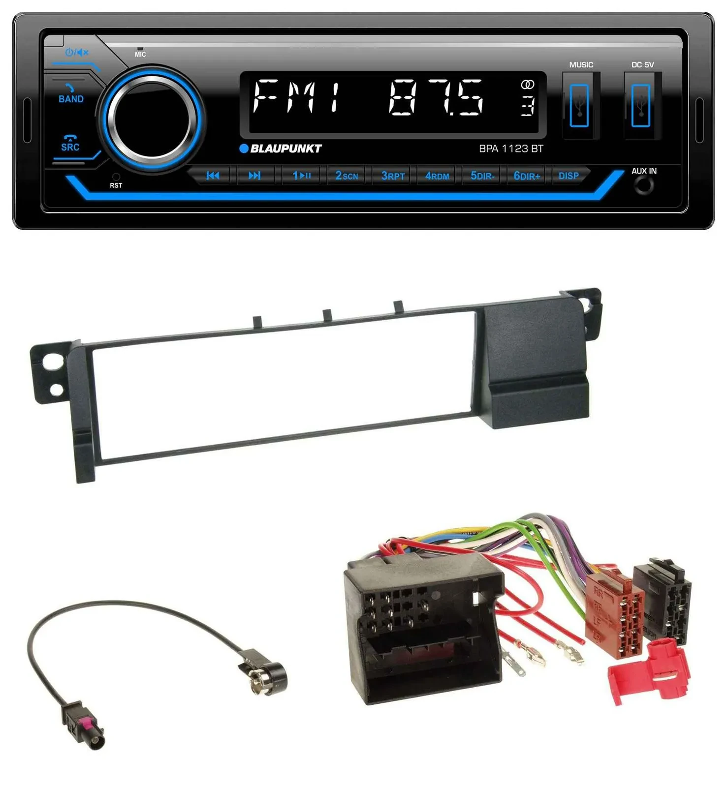 Blaupunkt MP3 Bluetooth USB AUX Autoradio für BMW 3er E46 (Quadlock)
