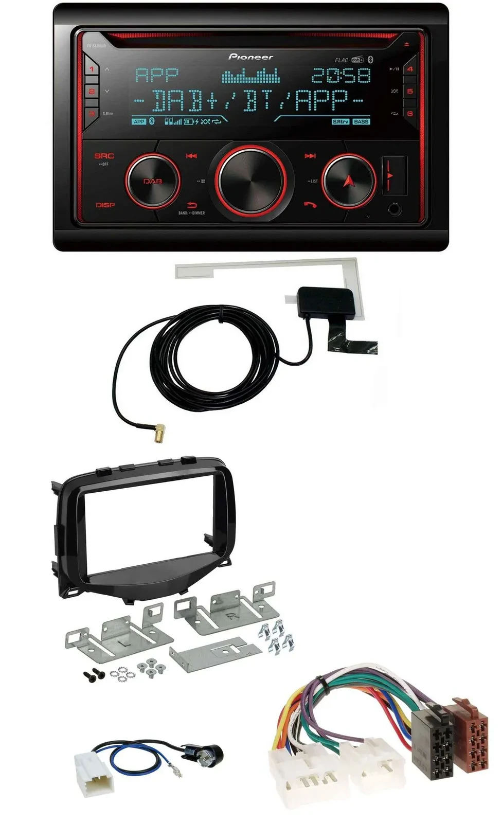 Pioneer 2DIN MP3 DAB USB CD Bluetooth Autoradio für Toyota Aygo (2014-2021)