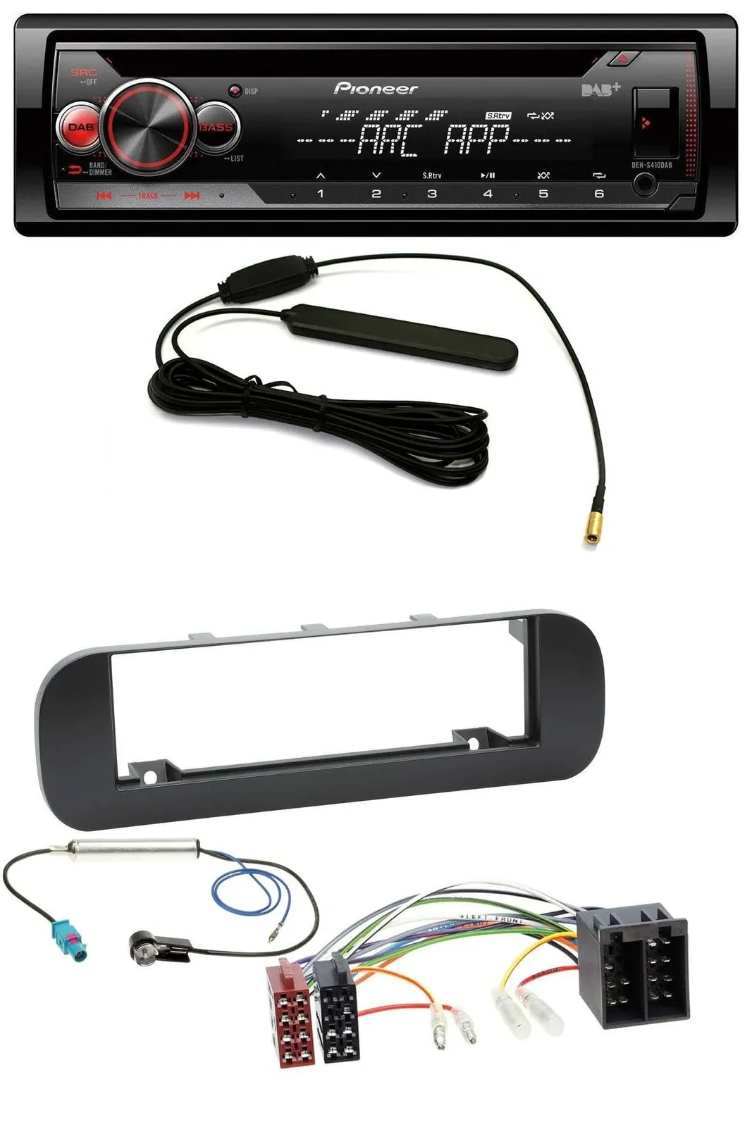 Pioneer CD USB AUX DAB MP3 Autoradio für Fiat Panda (ab 2012) - schwarz