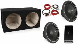 Rockford Fosgate P1S2-12 12" Sub + NVX Amp + Dual Sub Enclosure + 4 GA Amp Kit