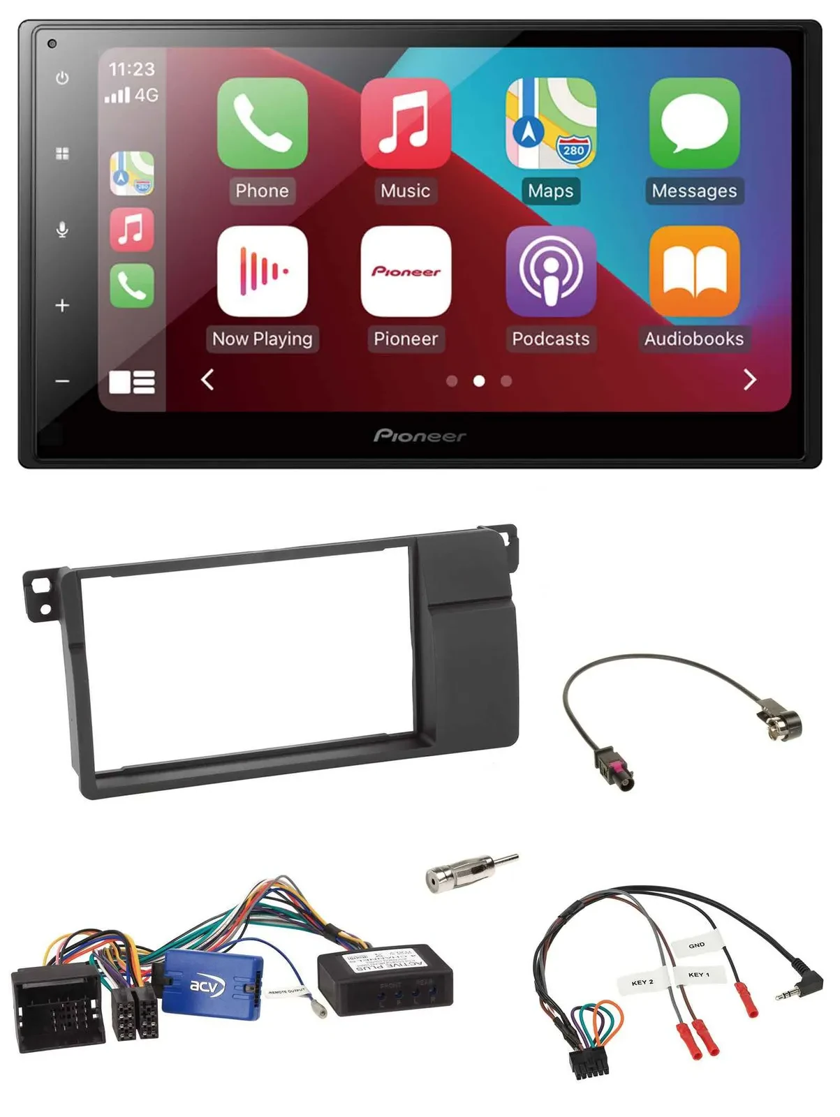 Автомагнитола для BMW 3 Series E46 (2002–2006) Pioneer 2DIN, DAB, Bluetooth, USB, поддержка кнопок на руле, черный