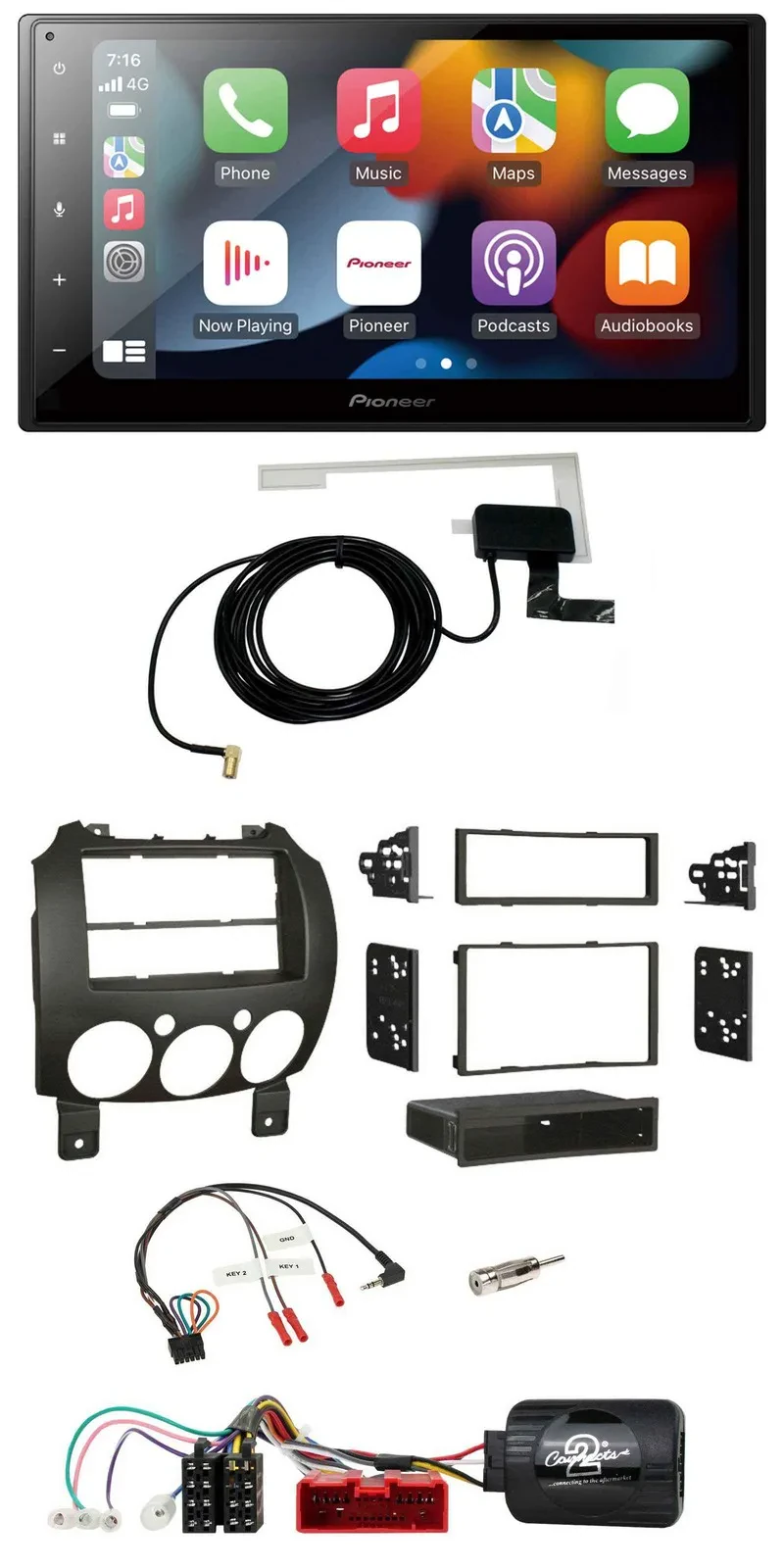 Автомагнитола для Mazda 2 2007–2014 Pioneer 2DIN USB Bluetooth DAB