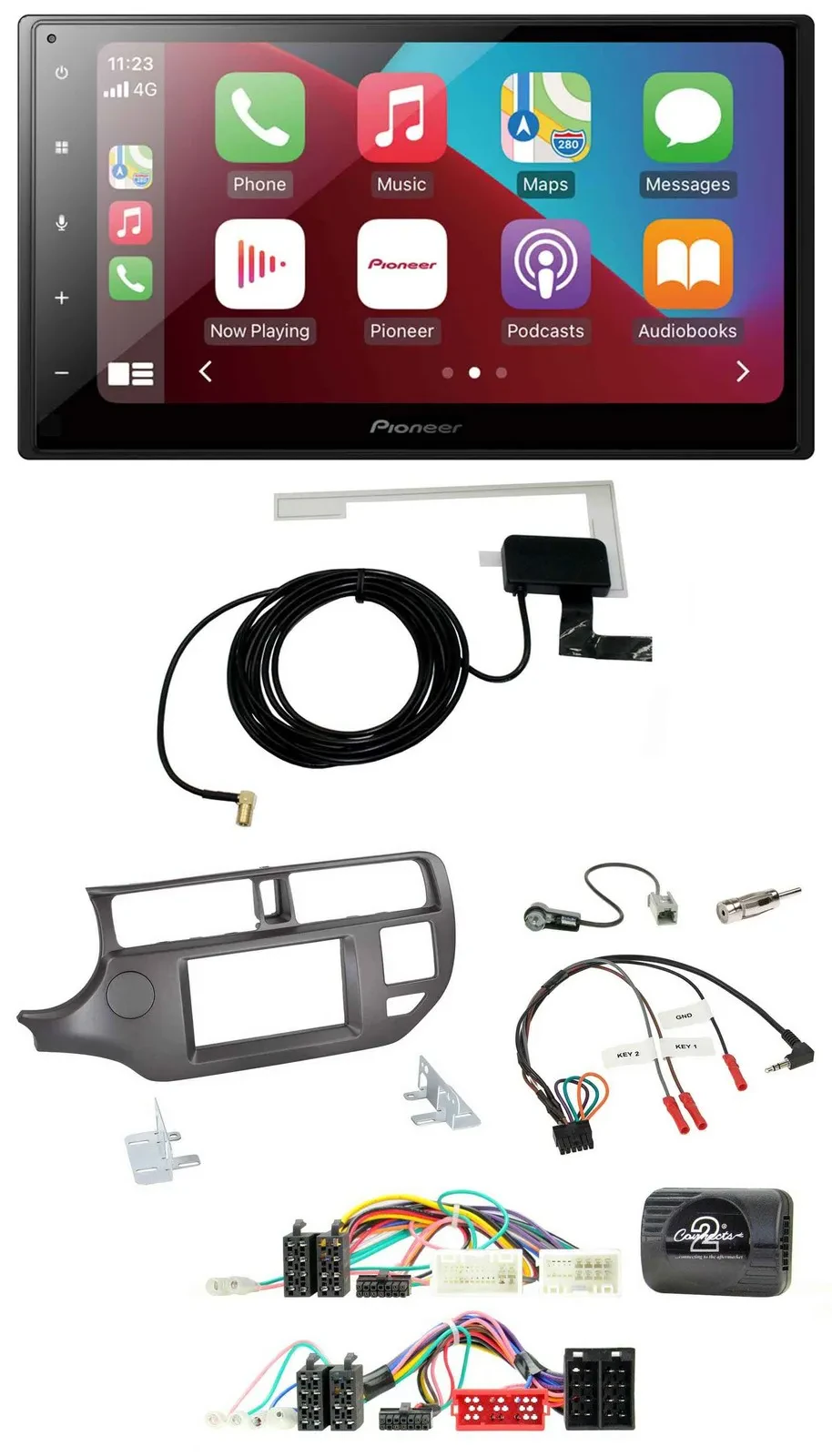 Pioneer USB Bluetooth DAB Lenkrad 2DIN Autoradio für Kia Rio 11-15 UB anthrazit