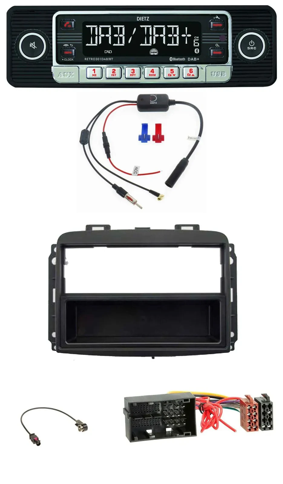 Dietz MP3 DAB Bluetooth USB Autoradio für Fiat 500 L (ab 2012)