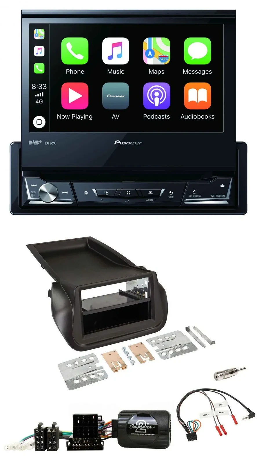 Pioneer DVD Bluetooth DAB USB Lenkrad Autoradio für FIAT Fiorino ab 2008