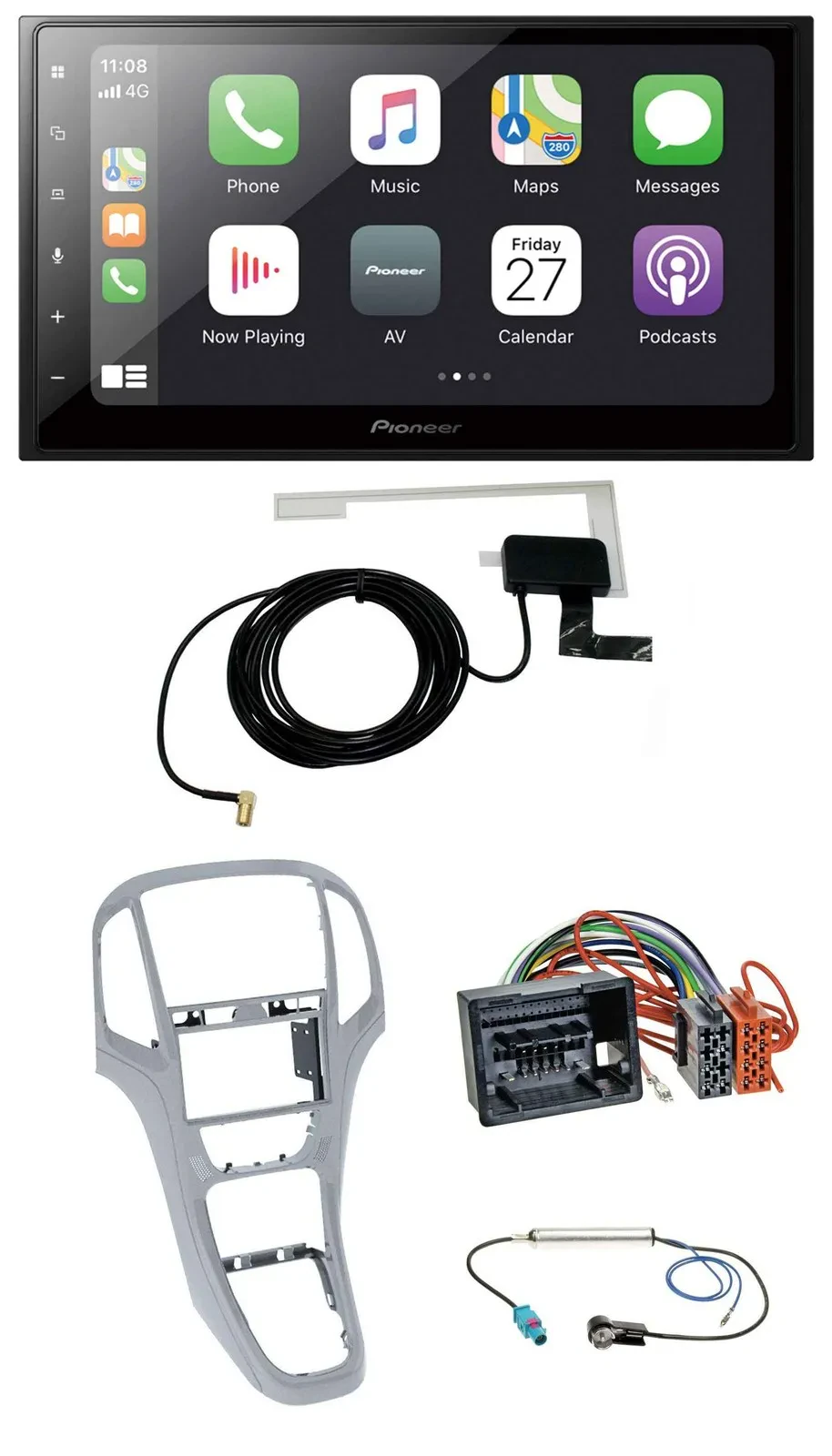 Автомагнитола Pioneer 2-DIN USB MP3 Bluetooth DAB для Opel Astra J (с 2009), платиново-серебристый