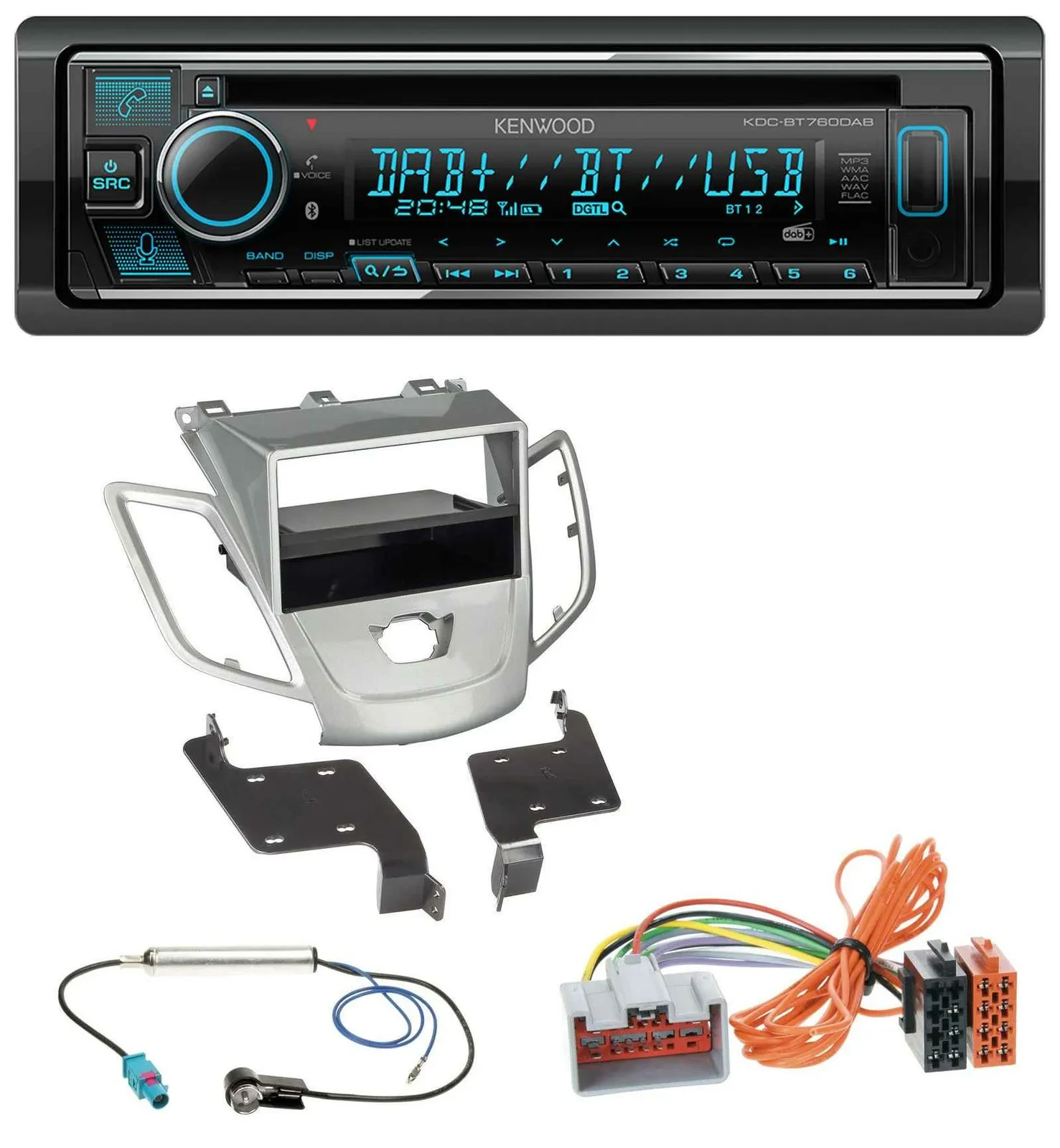 Kenwood MP3 Bluetooth DAB USB CD Autoradio für Ford Fiesta 08-10 JA8 ohne Displa