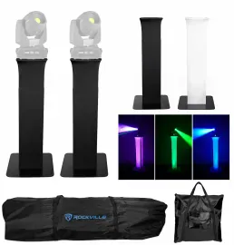 (2) Totem Stands+Black+White Scrims For (2) Chauvet Rogue R1X Spot Lights